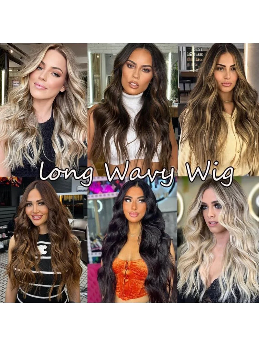 26 Inch Women's Ombre Blonde Long Wavy Curly Hair Wig Halloween Cosplay